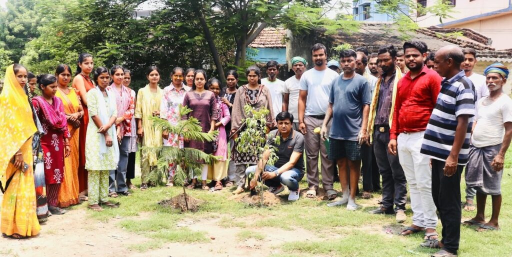 Rajeev Singh planting a tree during World Environment Day 2026 at Harit Sansar campus in Giridih, Jharkhand.